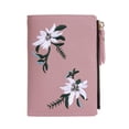thumbnail image 1 of Flores Bordadas Mujeres Carteras Cortas PU Cuero Monedero Tarjetero Embrague / Rosa, 1 of 9
