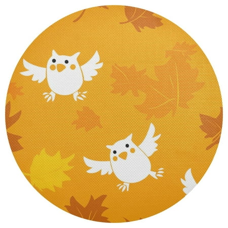 

Cute Owl Pattern Design 4-Piece 15.4in Heat-Proof PVC Plate Mats Easy Cut and Clean for Family Use