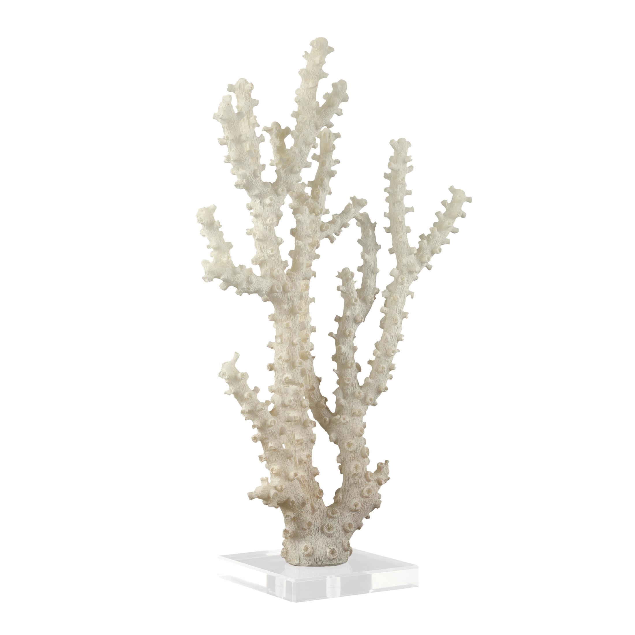 9" x 14" Cream Polystone Coral Sculpture with Clear Acrylic Base, by DecMode