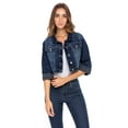 thumbnail image 2 of Womens Plus Size Button Closed Cropped Jean Jacket Stretch Ladies Denim Jacket Oversize Coat, 2 of 6