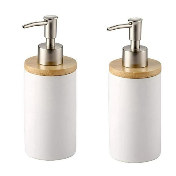 400ml Ceramic Soap Dispenser, Nordic Style, Lotion Dispenser Soap Dispenser For Kitchen and Bathroom -White X2 I500183154A2