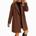 thumbnail image 4 of Afelkas Women's Oversized Wool Blend Peacoat Double Breasted Notch Lapel Mid Length Warm Winter Coat with Pockets, 4 of 6