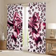 thumbnail image 2 of Feelyou Bling Bow-tie Curtains Pack of 2 (52x84 Each), Pink Leopard Print Window Curtains, 2 of 6
