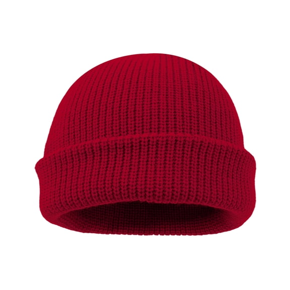 TOPTIE Winter Cuffed Fisherman Beanie Knit Hats Unisex, Warm & Soft Toboggan Cap-Red