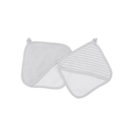 Trim Organic Cotton - Under the Nile Organic Cotton Baby Unisex Striped Wash Mitt Set Grey Stripe with Grey Trim