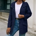 thumbnail image 2 of Lovskoo Rain Jackets for Women Waterproof Button Hooded Raincoat Windbreaker Long Sleeve Outdoor Trench Coats Tops Navy, 2 of 7