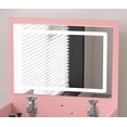 thumbnail image 3 of Leumius 3-in-1 Vanity Desk with Lights & Mirror,Small Makeup Vanity Set with 3 Lighting Modes & Hidden Storage Stool,Multifunctional Dressing Table Set for Small Space,Bedroom,Pink, 3 of 8