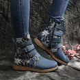 thumbnail image 2 of Chenyee Flat Ankle Bootss for Women Vintage Embroidery Buckle Strap Side Zipper Wedge Mid Calf Booties, 2 of 2