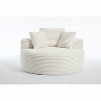 Compressed sofa, 56.69*14.76*14.17 inches,Circular base , striped, suitable for various room types, white