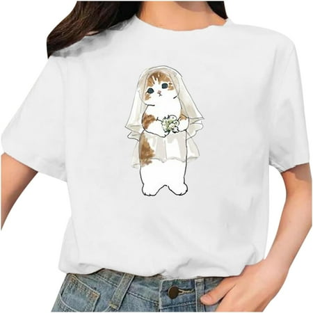 

Shirts for Women Shirts for Women Women s Lovely Cat Print Short Sleeve Round Neck Hedging Casual WhiteT Shirt Top Crop Top Savings Clearance Deals White Tank Tops Women White 2XL