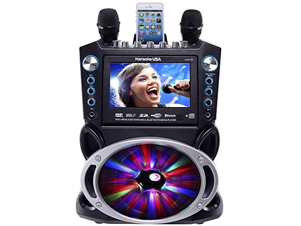 KARAOKE USA GF842 DVD/CD+G/MP3+G Bluetooth(R) Karaoke System with 7 TFT  Color Screen & LED Sync Lights