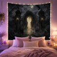 thumbnail image 2 of Ornate Iron Gate in Foggy Forest with Moonlit Sky, Eerie Gothic for Dark Art Lovers, Mystical Atmospheric Decor Halloween Gift Tapestry Wall Hanging for Bedroom and Living Room, 2 of 6