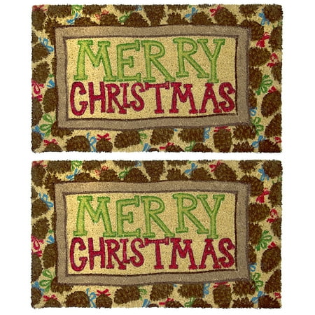 2 Pack Holiday Coir 17 X 29 Outdoor Doormats For Entrance Way Non