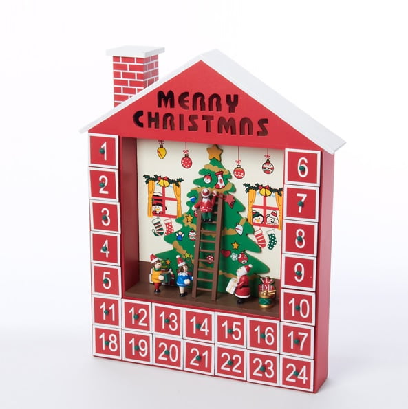14.75&quot; Red and White Christmas House Tabletop Advent Calendar - Walmart