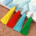 thumbnail image 2 of U8MO 2X 6cm Metal Cap Earrings Tassels Trim Pendant Jewelry Making DIY 12 Colors-4# yellow-2pcs, 2 of 6