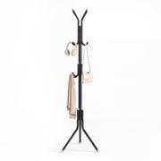 HONEIER Coat Rack, 68.9 Metal Coat Rack Stand with 12 Hooks Standing Coat Rack for Entryway Bedroom Living Room, Black
