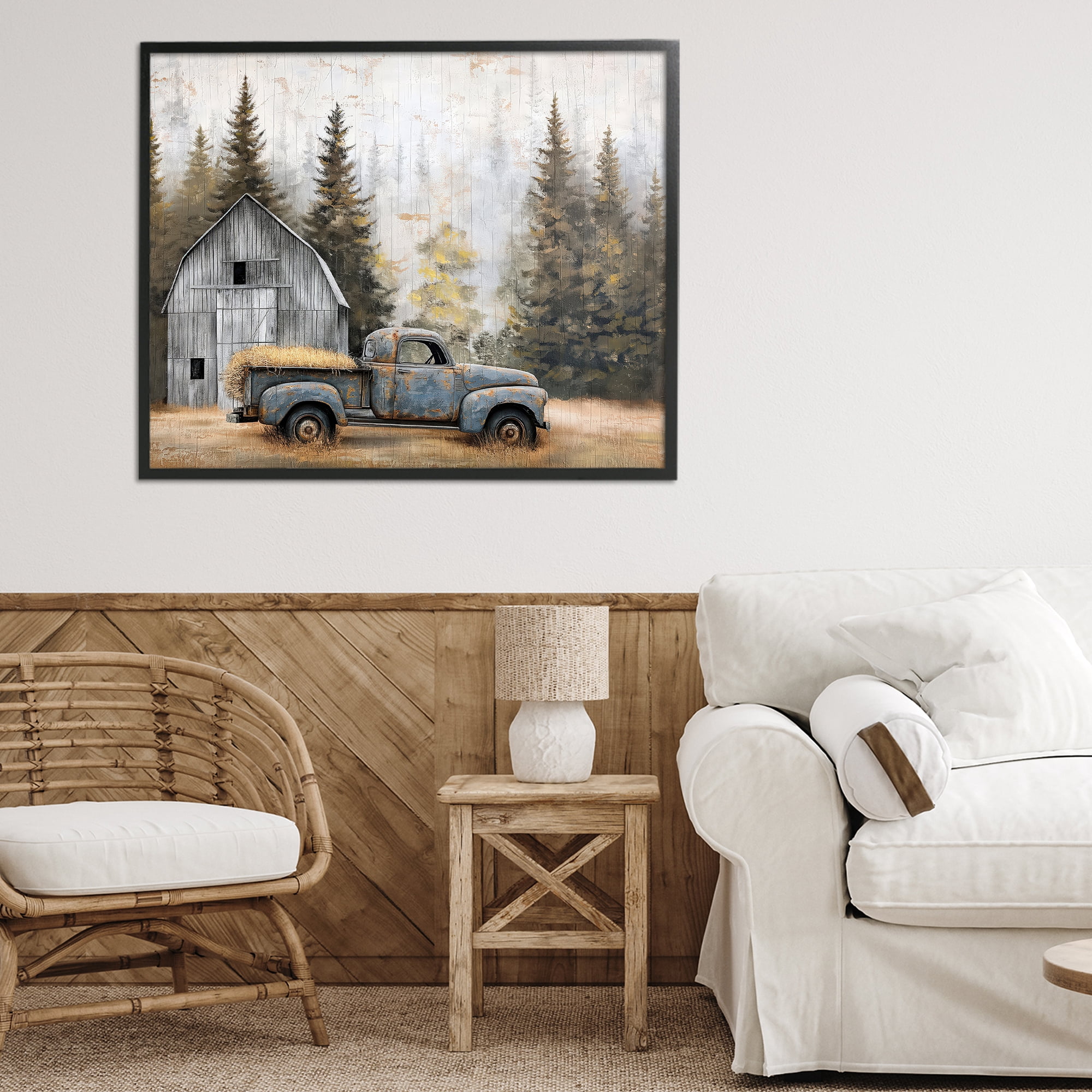 Stupell Industries Autumn Barn & Pine Forest Black Framed Giclee Art, design by Imagine It Images