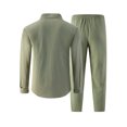 thumbnail image 4 of Elvqul Men's Long Sleeve Shirt and Pants Set with Button Detail & Drawstring Closure, Linen-Blend, 4 of 5
