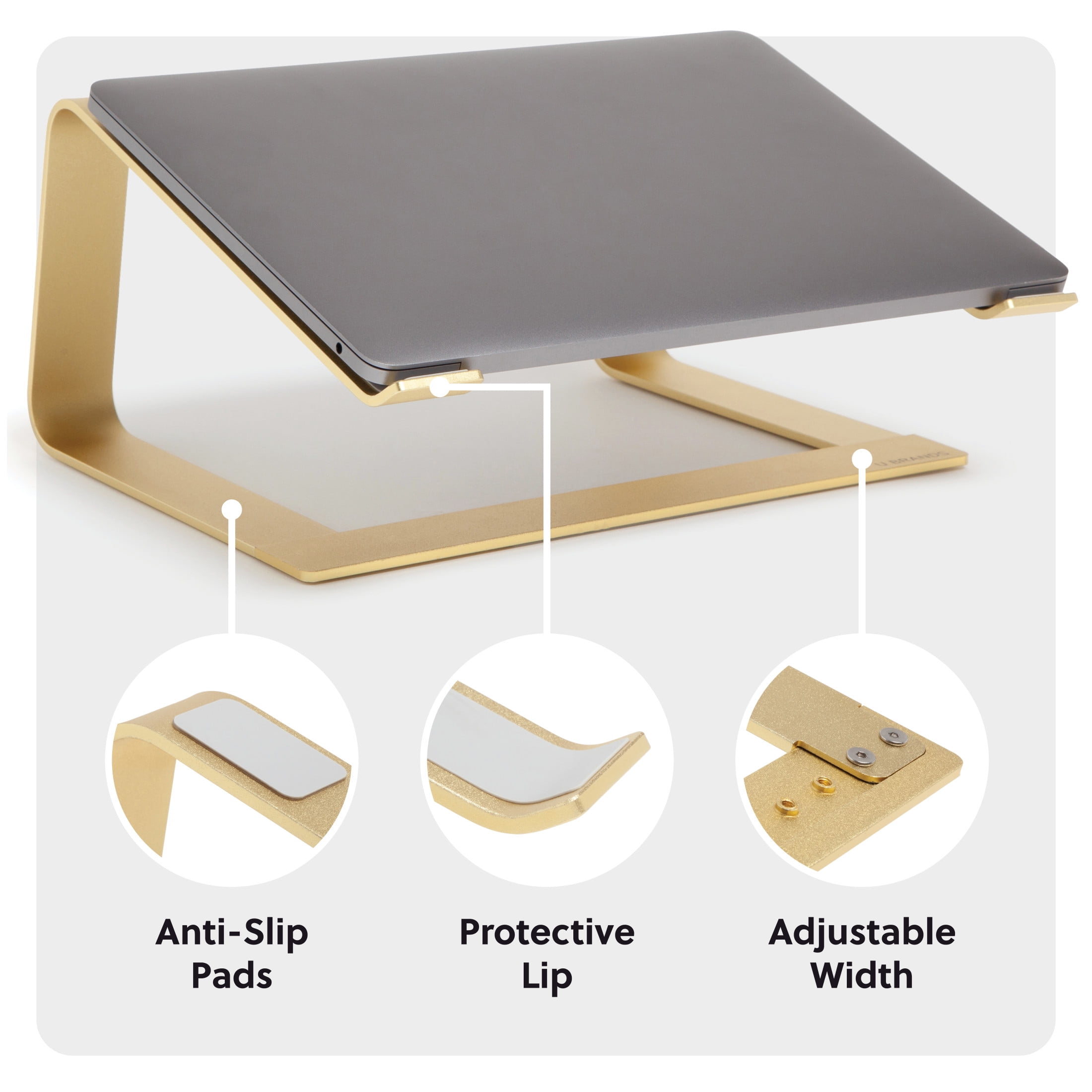 U Brands Adjustable Laptop Riser Stand, 11.6 x 10 x 5.5 in., Gold Metal