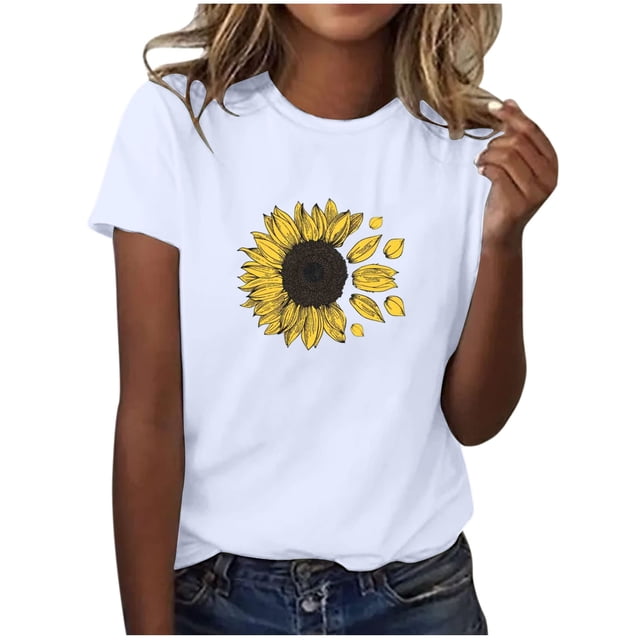 Blouses pour Femmes, Shorts pour Femmes, Blouse Imprimée à Manches Courtes Col Rond T-Shirt Drôle, Blouses pour Femmes Mode, Blouses à Manches Courtes pour Femmes