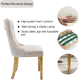 thumbnail image 4 of Upholstered High-end Dining Chairs,Tufted Side Chair with Golden Stainless Steel Plating Legs,Nailhead & Back Ring Pull Trim, Kitchen Dining Room Furniture,Tufted Dining Chairs(Beige,Set of 4), 4 of 11