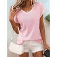 thumbnail image 6 of Women'S Sleeveless Sweater Casual V Neck Cap Sleeve Knit Pullover Tank Tops Pink M, 6 of 9