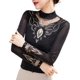 thumbnail image 2 of Tops de malla con cuello medio alto, camisas de trabajo elegantes con bordado Floral y diamantes de imitación, manga larga, sexys, a la moda, 2 of 5