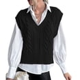 thumbnail image 2 of Women V Neck Sweater Vest Sleeveless Knit Solid Casual Ribbed Preppy Pullover Tops, 2 of 4
