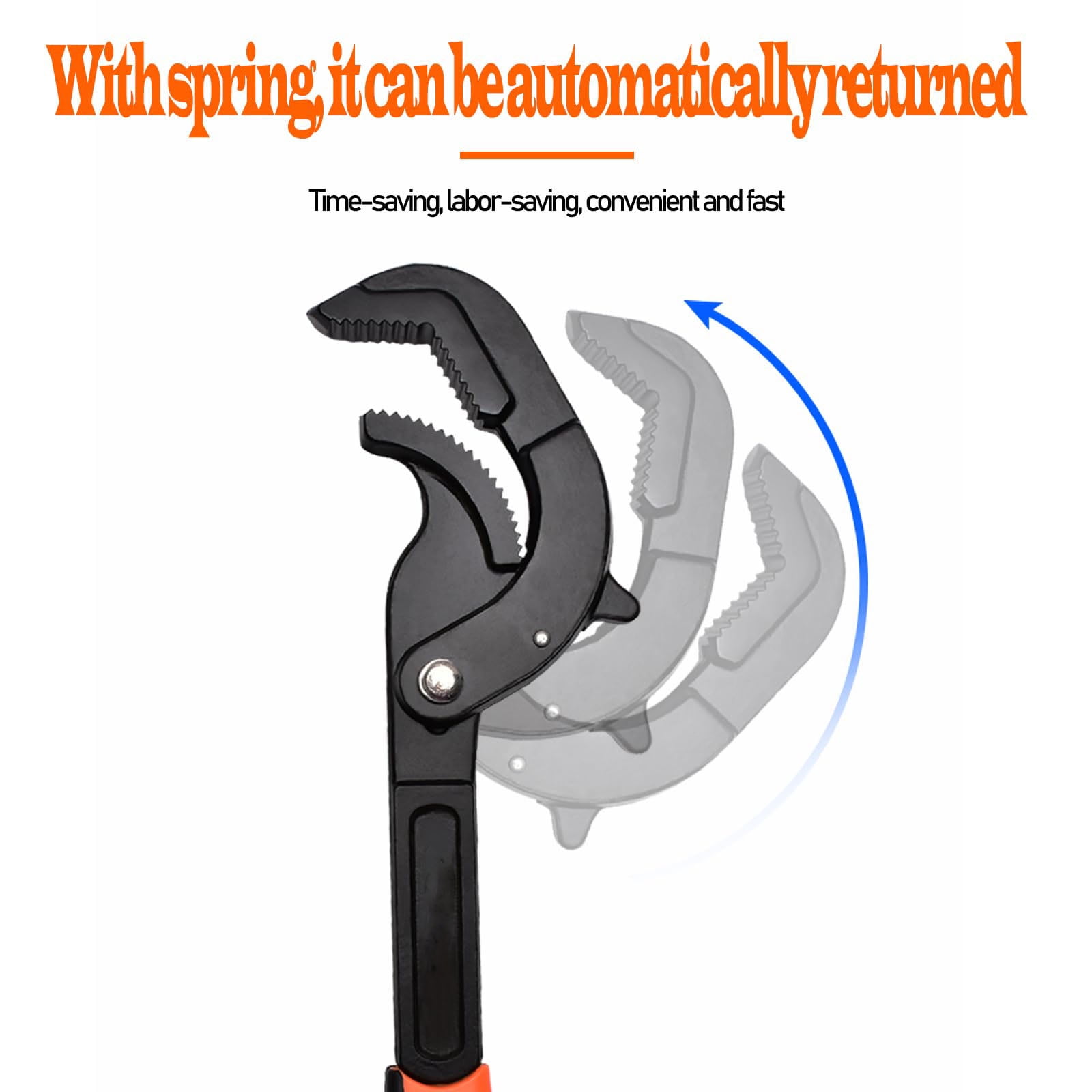 10 Inch Multi-Function Wrench, Universal Wrench, Adjustable Wrench, Pipe Wrench, Live Pipe Wrench, Plumber Wrench, Orange-Black