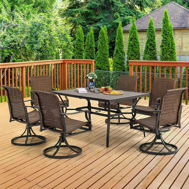 Outdoor wicker swivel dining chairs deals