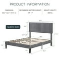 thumbnail image 7 of Einfach Queen Size Platform Bed Frame with Upholstered Adjustable Velvet Vertical Tufted Headboard, Grey, 7 of 7