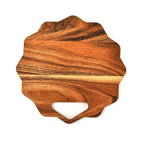 Organic Acacia kitchen Cutting Chopping Board Platter Wine Holder with Handles for Butcher Block Cheese and Vegetables Fruit & Salad (Flower Board 11"L x 11"W x 0.63Th)