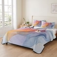 thumbnail image 2 of Twin Quilt Set 68''x86'', Pink Yellow Blue Abstract Lightweight Summer Bedspread Coverlet Set with 2 Pillow Shams, Modern Art Wave Breathable All Season Quilt Bedding for Dorm/Bedroom, 2 of 9