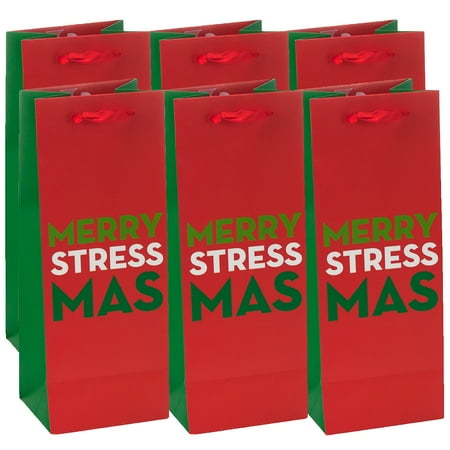 6 holiday wine gift bags merry christmas bulk with handles holiday