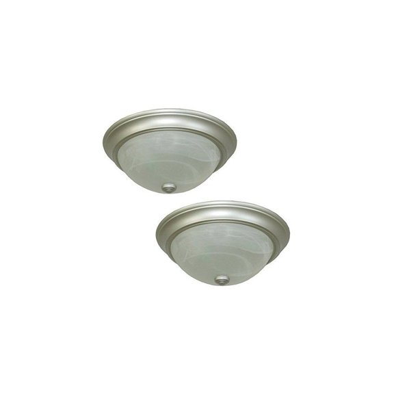 Project Source 13-in W Satin Nickel Ceiling Flush Mount Lights 2-Pack