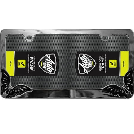 Auto Drive Universal Metal License Plate Frame - Butterflies