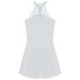 thumbnail image 6 of DPOIS Women's Rhinestones Mesh Skirted Leotard Figure Ice Skating Dress White M, 6 of 7