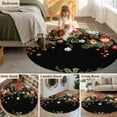 thumbnail image 5 of Round Rugs 4 Ft, Black Christmas Non Slip Area Rugs for Kitchen Bedroom Entryway, Xams Tree Winter Poinsettia Pine Cones Washable Carpet Runner Rug Floor Mats for Bedroom Home Decor, 5 of 9
