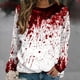 thumbnail image 2 of Sudadera informal con cuello redondo y mangas largas con estampado de Halloween para mujer, sudadera sin capucha con estampado de sangre personalizado Pompotops  FGAJ18955, 2 of 5