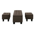 thumbnail image 3 of AC Pacific Tufted Upholstery Storage Bench with Matching Ottomans, Brown, 3pcs, 3 of 7
