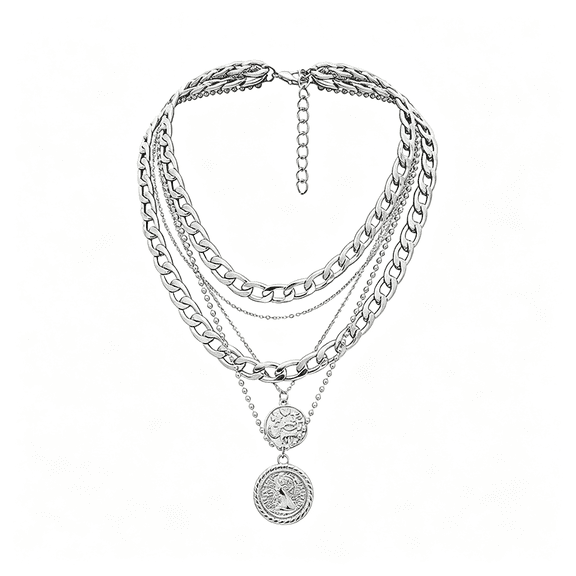 DESIGNICE Layered Necklaces for Women Trendy Retro Coin Pendant | Dainty Chunky Chain, Choker Necklaces, Jewelry Birthday Gifts Dainty Chunky Chain Chunky Necklace