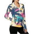 thumbnail image 4 of cocolona Womens Zipper Hoodies Long Sleeve Thumb Hole Printed Sweatshirts Casual Beach Vacation Sun Protection Tops, 4 of 5