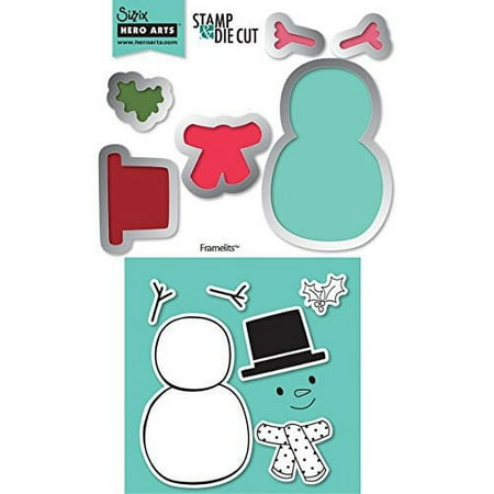 Sizzix Framelits Dies 6/Pkg With Cling Stamps-Snowman #2