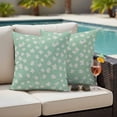 thumbnail image 4 of Autumn Leaf Outdoor Waterproof Pillow Covers, Green Maple Fallen Leaves Solid Color Decorative Square Throw Pillowcase Sofa Cushion Sham for Patio/Couch/Chair, 20"x20" 2 Pack, 4 of 8
