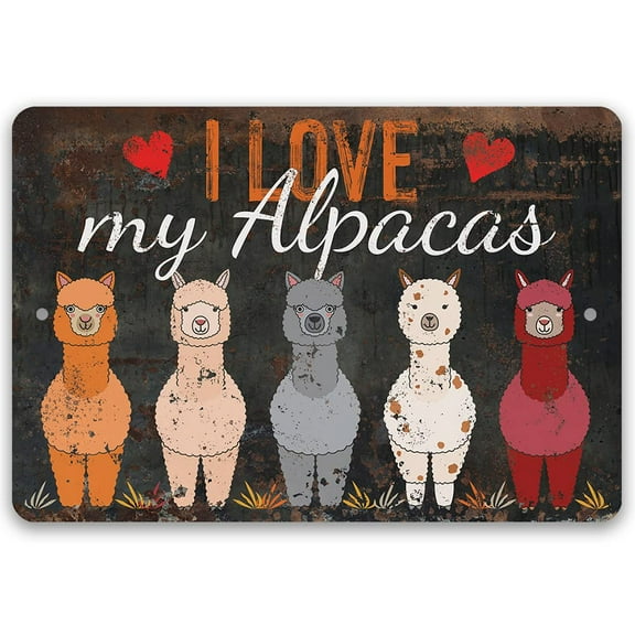 Metal Sign - I Love My Alpacas - Durable Metal Sign - Use Indoor/Outdoor - Makes a Cute and Funny Farmhouse Decor Under $20 (8" x 12")