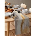 thumbnail image 6 of Marble Gold Table Runner-Cotton Linen- 90 Inch Holiday Dresser Scarves, Gradient Grey Abstract Modern Sky Desert Tablerunner for Kitchen Coffee/Dining Bedroom Living Room Dinner Scarf Décor 13x90, 6 of 9