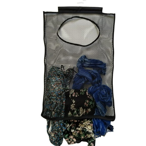 Black Mesh Laundry Bag,Dirty Clothes Bag,Hanging Mesh Laundry Hamper,Mesh Storage Bag,Door-Hanging Mesh Laundry Hamper Bag