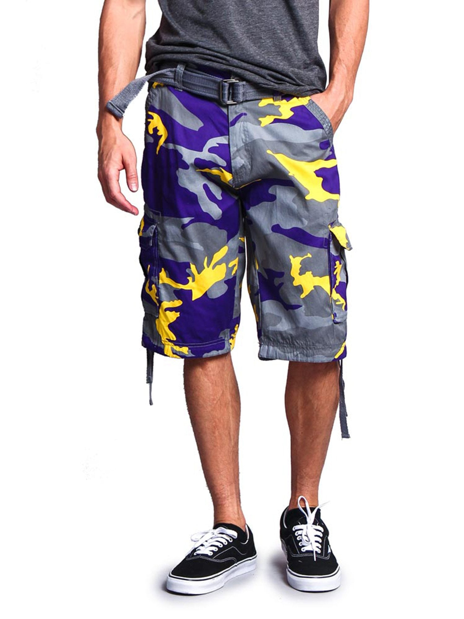 mens purple cargo shorts
