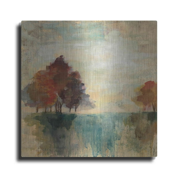 Luxe Metal Art 'Landscape Monotype II' by Silvia Vassileva, Metal Wall Art, 36"x36"