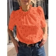 thumbnail image 4 of Blusa PRETTYGARDEN de verano con ojales bordados en naranja para mujer, 4 of 7